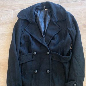 H&M Black Peacoat Belted Size 10, Large (L)